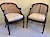 A pair of mahogany framed Bergere arm chairs
