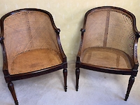 A pair of mahogany framed Bergere arm chairs Image 5