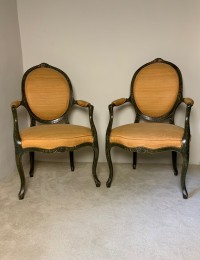 Pair of painted frame open arm chairs Image 1