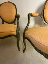 Pair of painted frame open arm chairs Image 6