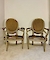Pair of painted open arm chairs