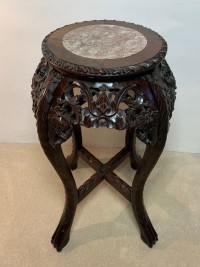 A Chinese hardwood marble topped table Image 1
