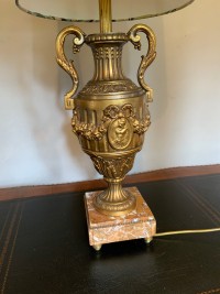 A gilt metal table lamp with handmade shade Image 6