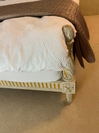 A king size polychrome and parcel gilt bed Image 7