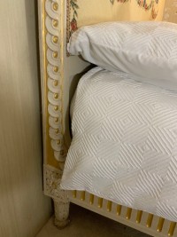A king size polychrome and parcel gilt bed Image 5